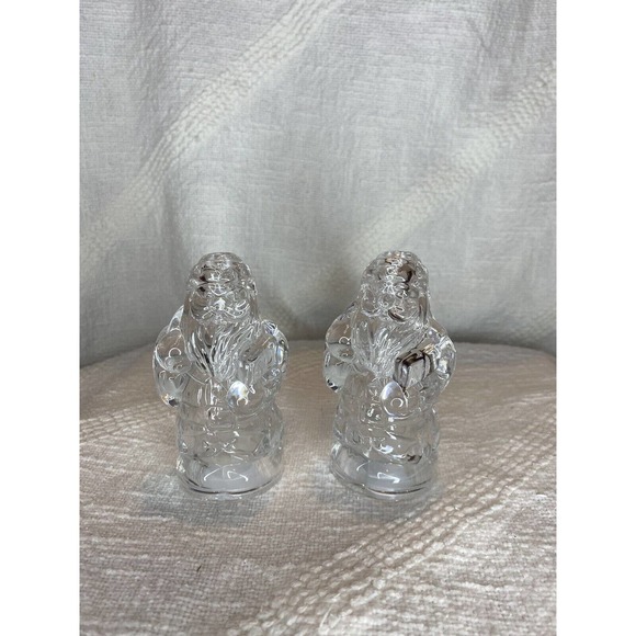 Gorham Holiday Traditions Crystal Santa Salt & Pepper Shakers from Germany Heavy - Picture 3 of 5